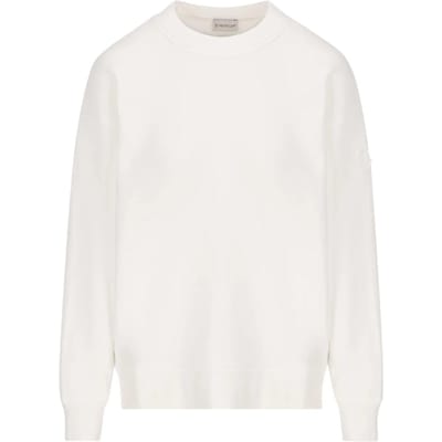 Moncler gedetailleerd logo op de achterkant van het witte sweatshirt