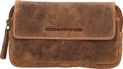 Hide & Stitches Idaho Telefoontasje - Bevestiging aan je Riem - Veilig & Praktisch - Leren Dames Tas - Bruin