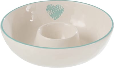 J-Line schaal Dip Apero - keramiek - wit/blauw