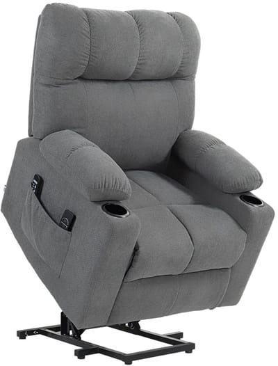 Elektrische Massagestoel - Massagefauteuil met Liftfunctie & Verwarmingsfunctie - Sta-opstoel - 8 Vibratiekoppen - Kantelbaar tot 135° - tot 150 kg - met Afstandsbediening - Relaxfauteuil - Seniorenstoel - Grijs