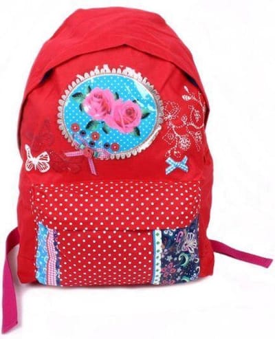 BFF Paris Boutique Rozen Roosjes & Vlinders Rugzak Rugtas School Tas A4 Rood