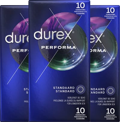 Durex Condooms - Performa met vertragend effect 10st x3 - Voordeelverpakking - Cadeau voor man en vrouw