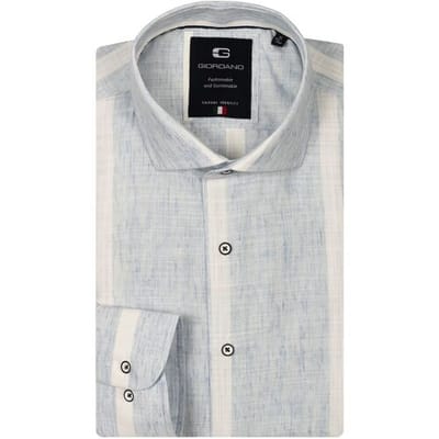 Giordano Overhemd Row Cotton Linnen Blend Mélange Licht Blauw / male