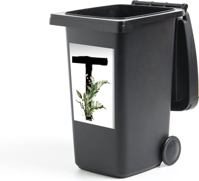 Container sticker Jungle waterverf Letters - CM - Jungle letter T Klikosticker - 40x60 cm - kliko sticker - weerbestendige containersticker