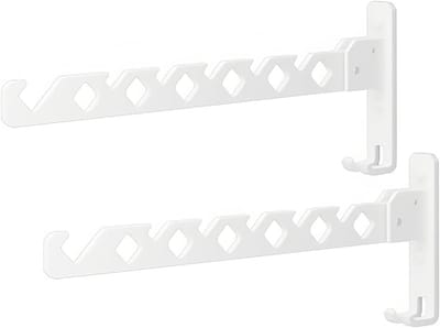 Opvouwbare wandgarderobe set van 2, draagbaar aluminium wasrek voor balkon, bijkeuken en badkamer, wit en praktisch