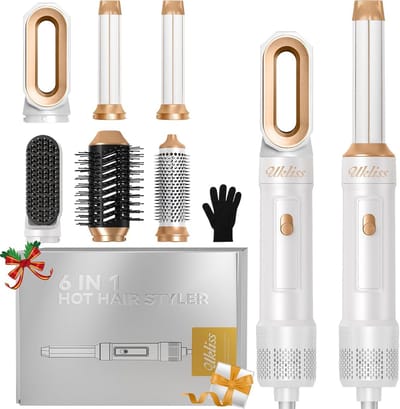 6-in-1 Föhn Styling Set: Krultang, Föhnborstel en Styler voor Golvend en Steil Haar