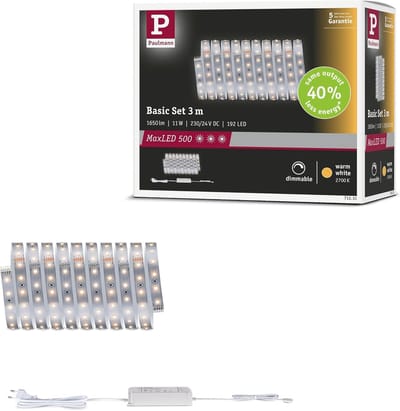 ' Paulmann 71231 MaxLED 500 LED-strip warm wit basisset 3m 11W 550lm/m 64 LED's/m 2700K 30VA'