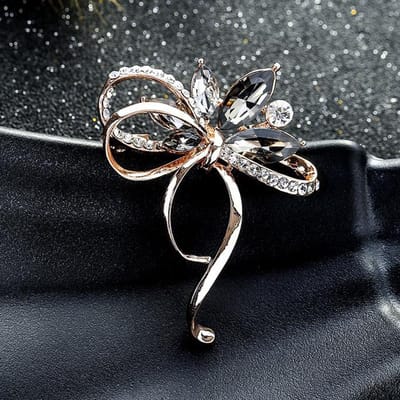 Broches Nœud en Strass Coloré Pour Femmes Broche Nœud Papillon Bijoux de Mode Vintage Accessoires d'Hiver gray