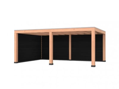 Douglas overkapping, 600 x 400, met achterwand en zijwand, Westwood Modern Basic zwart