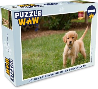 Puzzel Golden Retriever pup in het groene gras - Legpuzzel - Puzzel 1000 stukjes volwassenen