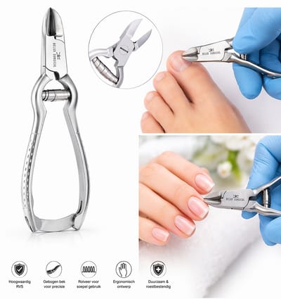 Belux Surgical Instruments – Nagelknipper met Rolveer – 14 cm – Gebogen Bek – RVS – Professionele Pedicure & Manicure Tool