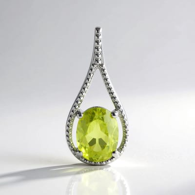 Cavill - Zilveren Sfeen Hanger - 925 Sterling Zilver Platina Gecoat - 1,055 ct Ovaal Briljant Sfeen - Druppelvormig - Luxe Geel Zirkonia
