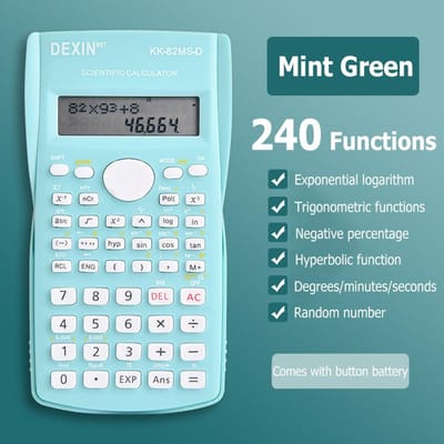 Calculatrice scientifique multifonctionnelle pour étudiants, simple, portable, grand écran, fonction calculatrice, papeterie, fournitures scolaires et de bureau vert