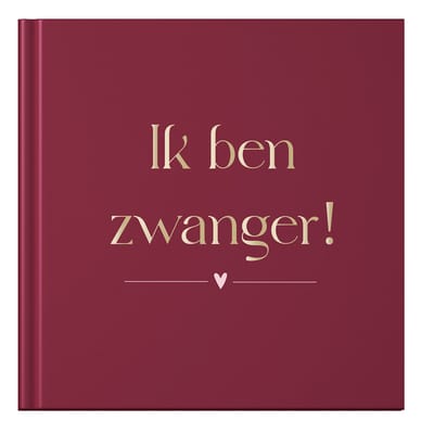 Fyllbooks - Mijn negen maanden Dagboek - Zwangerschapsboek, Babyboek - 9 maanden Invulboek Zwangerschap - Burgundy - Goudfolie