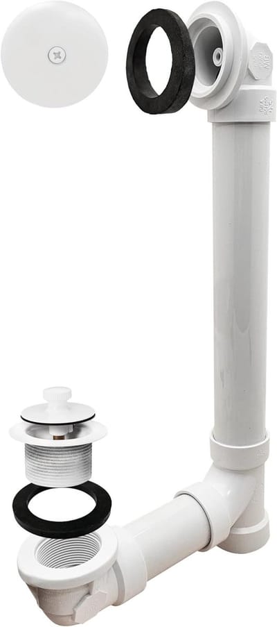 Bad Afvoer & Overloop - Badafvoer Kit - Badkamer Afwerking - Eén Gat Voorplaat - 1-1/2 inch - Wit