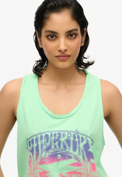 Superdry - Psych Surf hemdtopje met racerback en print - Dames - Vesten