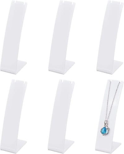 Dailygoody - Acryl Ketting Houder - Sieraden Organizer - Duurzaam en Stabiel - Wit - Oorbeldisplay - Perfect voor Juwelier Winkels - 6 Stuks