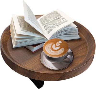 Bank Armleuning Tafel - Dienblad Clip - Drankjes Plaatsen - Afgeronde Hoeken - 30x30cm - Walnoot