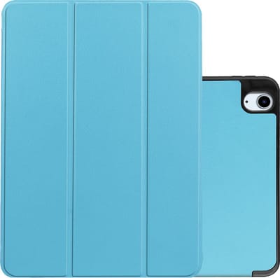 Hoes - Geschikt voor Apple iPad Air 5 (2022) - 10.9 inch - 5e Generatie - M1 - Dun & Stevig - Trifold Bookcase - Hard Cover Case - Met Uitsparing Geschikt voor Apple Pencil - Hardcover Book - Tablet Hoesje - Lichtblauw