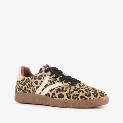 Blue Box bruine dames sneakers met luipaardprint - Maat 36 - Uitneembare zool