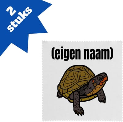 Akyol - schildpad met eigen naam brillendoekjes - Schildpad - schildpad liefhebbers - iemand die houdt van schildpadden - verjaardag - cadeau - kado - geschenk - 17,8 bij 17,8 cm - 2 stuks