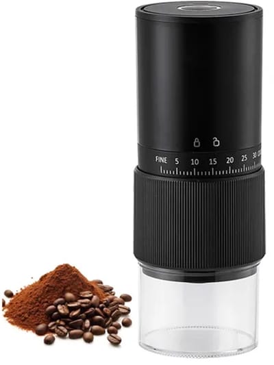 KZQ Elektrische Koffiemolen Koffiebonen Maler met één druk op de knop, Keramische Conische Maalschijven, 30 Instelbare Maalgraden, Oplaadbare Draagbare Koffiemolen voor Espresso Filterkoffie French Press, 25g Capaciteit Zwart