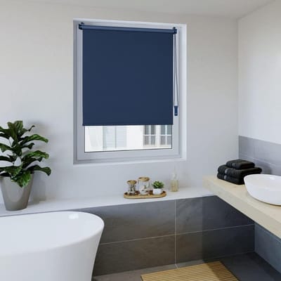 Verduisteringsrolgordijn, thermorolgordijn, 110 x 160 cm, donkerblauw, zonder boringen, met dezelfde coating, Oeko-Tex Standard 100, inkijkbescherming, zonwering, Klemmfix voor ramen en deuren