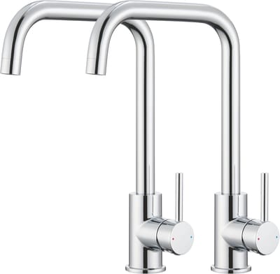 Cecipa Max Keukenkraan - 2 stuks - Gebürstet - RVS - 360° Draaibaar - 40% Waterbesparing - Montagegat Ø34-36 mm - Chroom