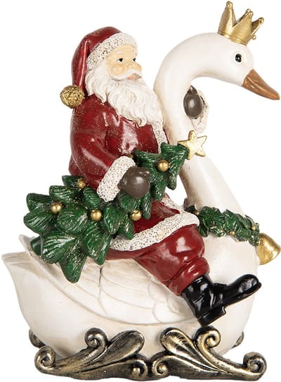 Clayre & Eef Kerstdecoratie Beeld Kerstman 13x10x16 cm Rood Kunststof