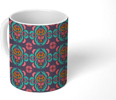 Mok - Koffiemok - Patronen - Indonesisch - Ornament - Mokken - 350 ML - Beker - Koffiemokken - Theemok