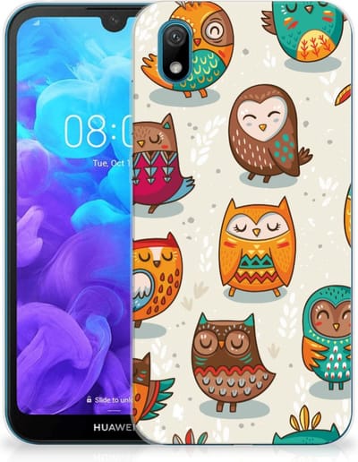 Huawei Y5 (2019) TPU Hoesje Vrolijke Uilen