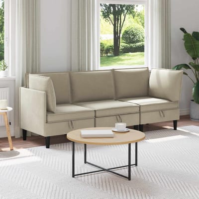 vidaXL - Woonkamer - Meubelset - 3 - st - Zand - Stof