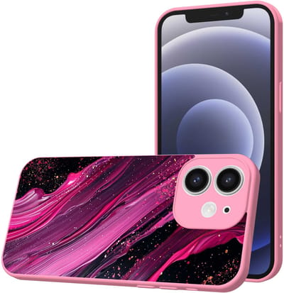 Smartphonica Telefoonhoesje Geschikt voor iPhone 12 met Paars Roze Marmer opdruk - TPU Back Cover Case Purple Rosé Marble Design - Roze geschikt voor iPhone 12