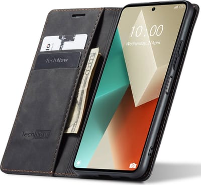 Hoesje geschikt voor Xiaomi Redmi Note 13 4G - Book Case Leer Slimline Zwart