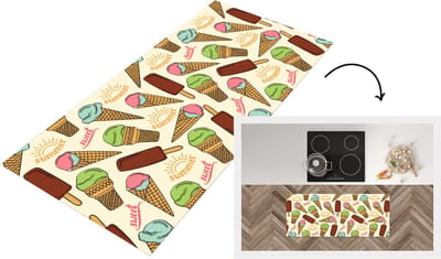 Keukenloper - Loper keuken - Eten - Patroon - IJs - 120x50 cm - Keukenloper vinyl