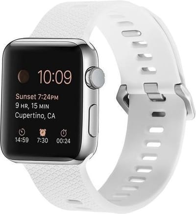 By Qubix - Geschikt voor Apple Watch bandje - Siliconen bandje met motief - Wit - Geschikt voor Apple Watch 44mm / 45mm / 46mm / 49mm (Ultra 1,2 en 3) - Smartwatch bandje