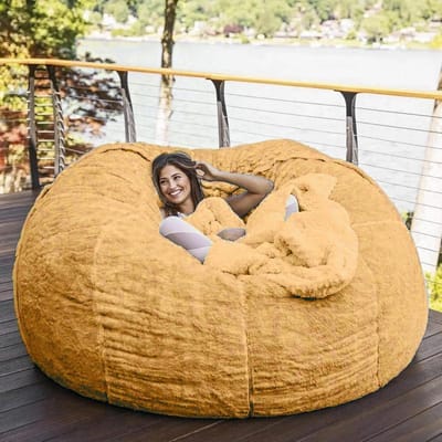 Beanbag Stoel - Zitzak Fauteuil - Ontspannen Zitten - Afneembare en Wasbare Hoes - 150x75cm - Geel