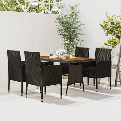 vidaXL - 5-delige - Tuinset - poly - rattan - zwart