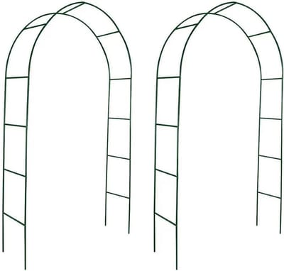 Tuinboog Set - Klimplant Steun - Planten Ondersteunen - Duurzame IJzeren Constructie - 240 cm Hoog - Donker Groen