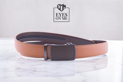 Camel lederen riem zonder gaatjes met automatische gesp voor heren ( model L168 )