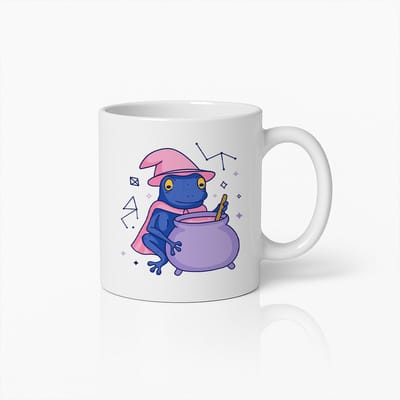 Heksenkikker Mok 330ml – Schattige Magische Koffiebeker met Kikker en Ketel Ontwerp – Perfect Cadeau voor Halloween, Fantasie- & Dierenvrienden