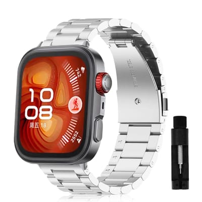 Dailygoods- Horlogebandje Roestvrij Staal - Compatibel met Huawei Watch Fit 4 / Fit 4 Pro - Heren/Dames - Ademend - Duurzaam - A-niveau Dubbele Knop Gesp - Horlogearmband