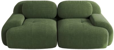 82" loveseat-sofa van cordstof, modulair combineerbaar met gebogen armleuningen en antislip onderkant, zeer veerkrachtige vulling voor woonkamer, slaapkamer en thuisbioscoop, groen