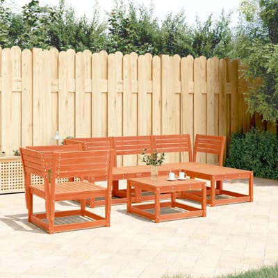 vidaXL - 5-delige - Loungeset - massief - grenenhout - wasbruin
