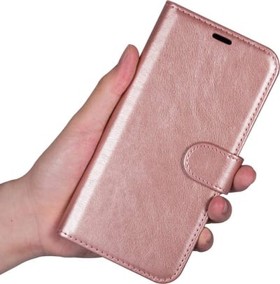 Samsung Galaxy S6 Edge Telefoonhoesje - Bookcase - Ruimte voor 3 pasjes - Kunstleer - SAFRANT1 - Rosé Goud