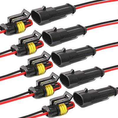 Waterdichte elektrische connector 16 AWG 2 pins - 5 stuks voor auto, vrachtwagen en boot