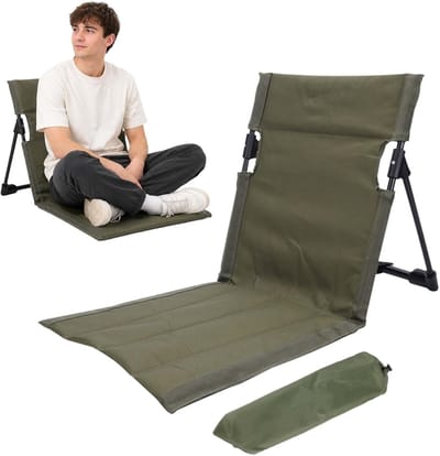 SnelShoppen - Comfortabele Inklapbare Strandstoel 39,5 x 38 x 39 cm - Draagbare Vloerstoel met Rugsteun - Opvouwbare Outdoor Stoel in Groen - Ideaal v