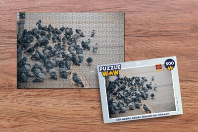 Puzzel Een grote groep duiven op straat - Legpuzzel - Puzzel 500 stukjes