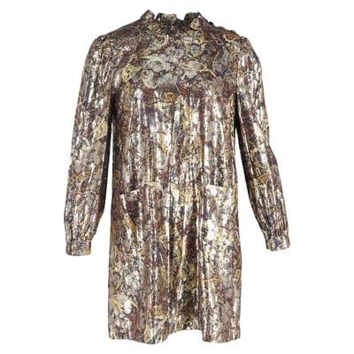 Ba&sh Chiba bedrukte mini-jurk van goudkleurige viscose