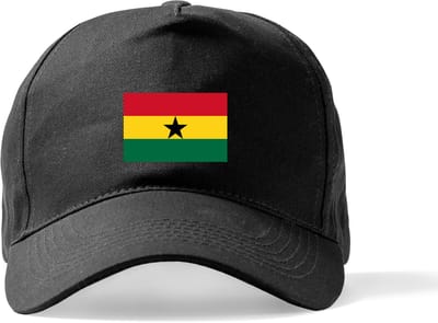 Zwarte Pet Beechfield met Wereldvlaggen, land Ghana klittenbandsluiting